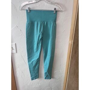 NVGTN Seamless High Waisted Leggings Aqua Blue Workout Fitness Athleisure Size L